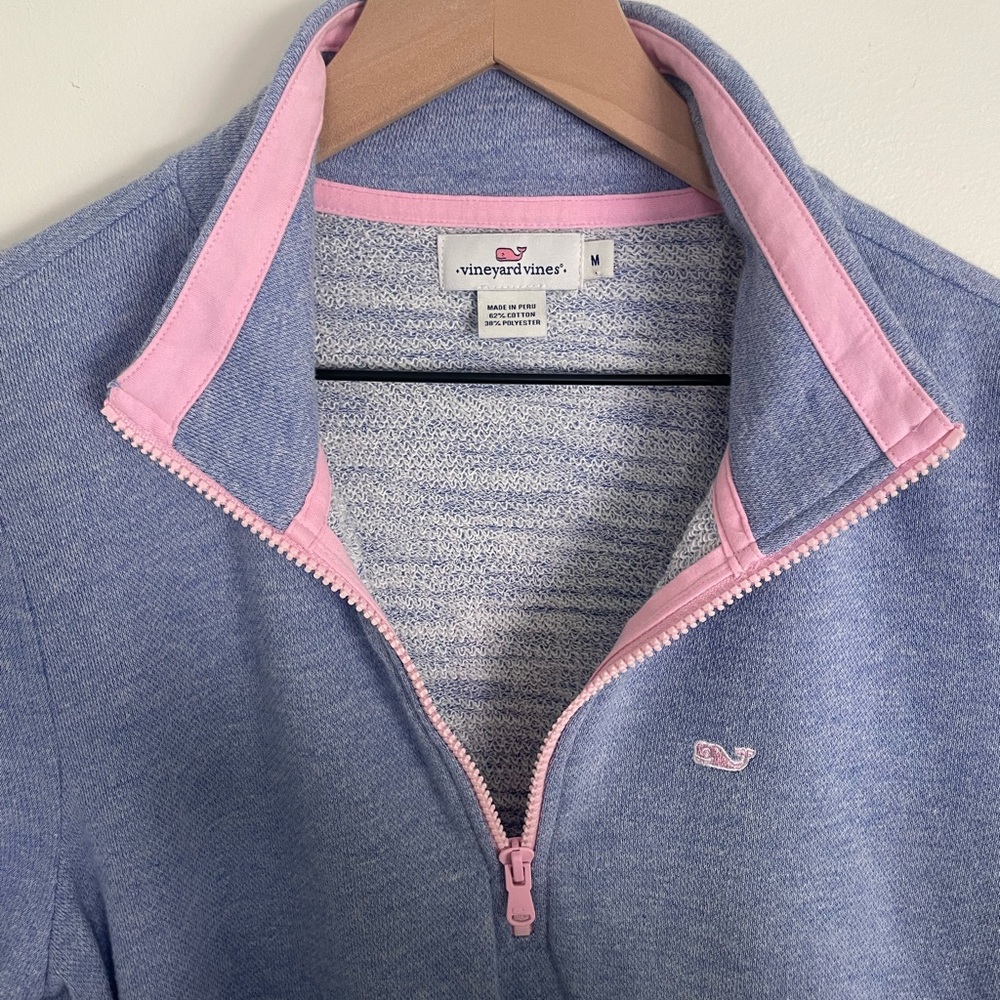 Vineyard Vines Light Blue and Pink Half-Zip Sweatshirt